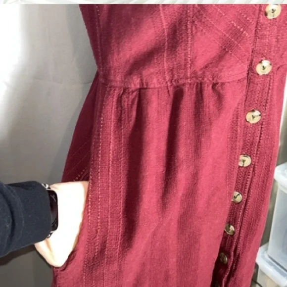 Universal Thread Maroon Midi Dress | Adjustable Straps + Pockets | Size M - Picture 5 of 6
